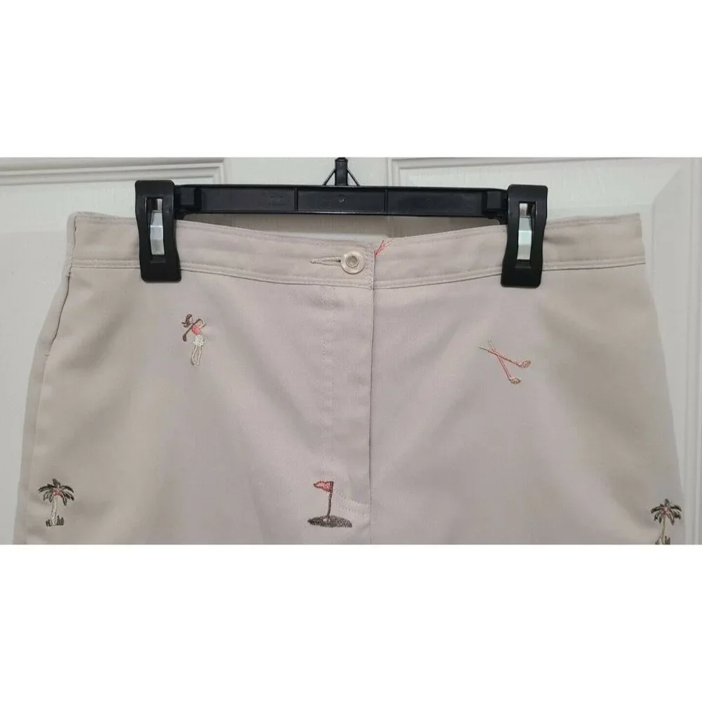 x2 Coral Bay Golf Women's Elastic Waist Golf Shorts‎ Embroidered Blue/Tan Sz 6P